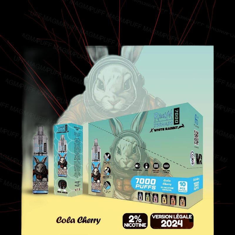 Pack 10 PUFF RandM Tornado White Rabbit 7000