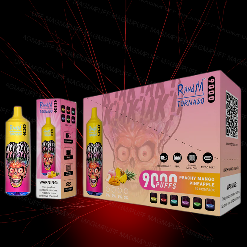 Pack 10 Tornado RandM 9000 Taff - PEACHY MANGO PINEAPPLE