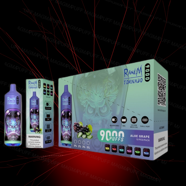 Pack 10 Tornado RandM 9000 Taff - ALOE GRAPE