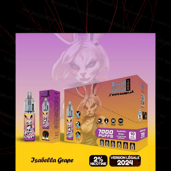 Pack 10 PUFF RandM Tornado White Rabbit 7000