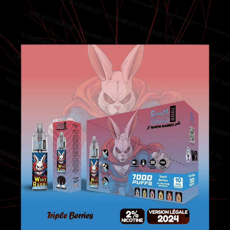 Pack 10 PUFF RandM Tornado White Rabbit 7000