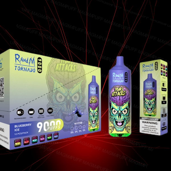 Pack 10 Tornado RandM 9000 Taff - BLUEBERRY ICE