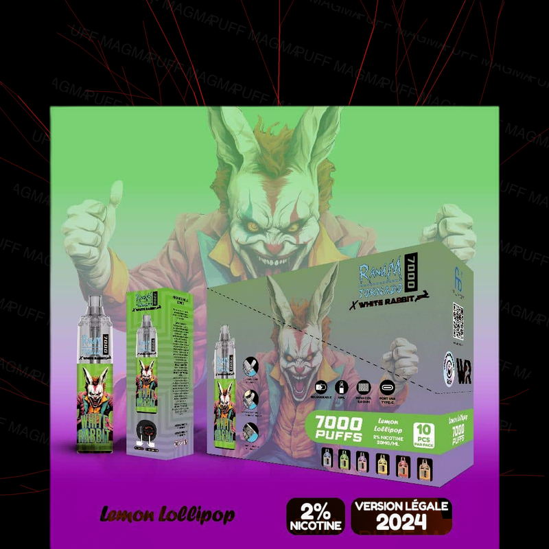 Pack 10 PUFF RandM Tornado White Rabbit 7000