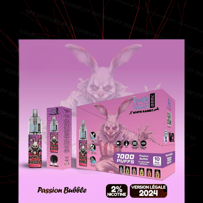 Pack 10 PUFF RandM Tornado White Rabbit 7000